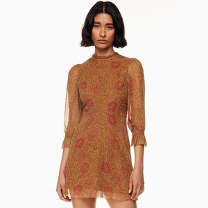 Aritzia Wilfred Swept Dress Puff Sleeve Maplewood Rich Chestnut Size 0